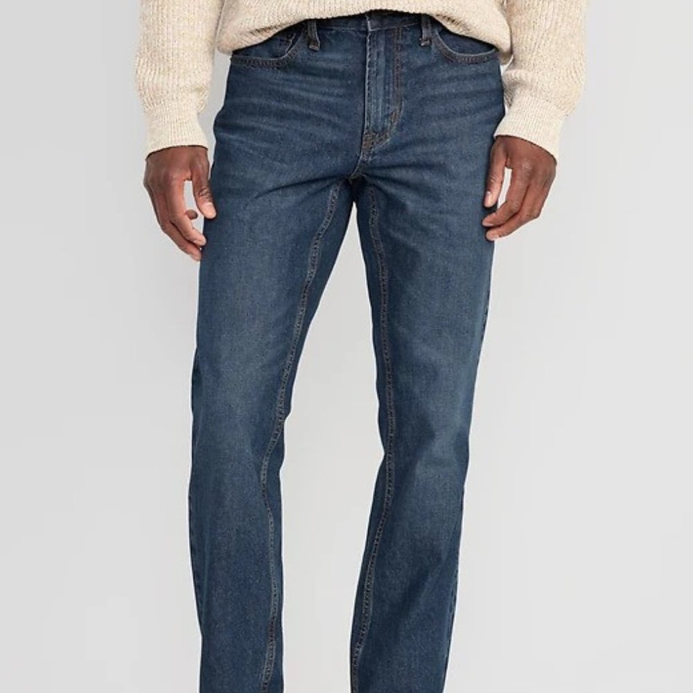 Old Navy Wow Boot-Cut Non-Stretch Jeans for Men Dark Wash 50W x 32L Gently Used
